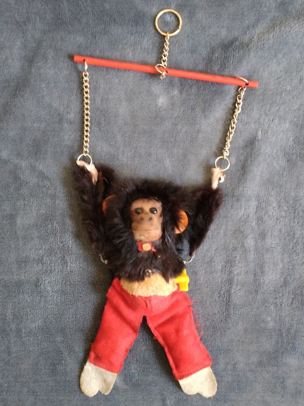 Haunted Antique Creepy Odd Wind Up Backflip Circus Monkey Toy With Real Fur